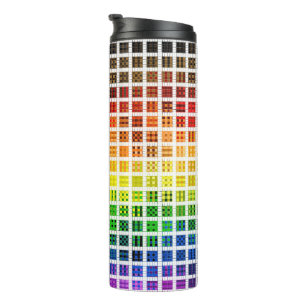 Quirky Boho Karo Farbige Schwule Regenbogen-Fahne Thermosbecher