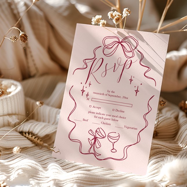 Quirky Bow Handgeschriebene Hochzeit RSVP Karte (Von Creator hochgeladen)