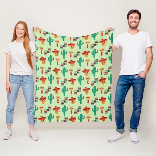 Quirky Cactus und Sombrero Pattern Fleecedecke (Beispiel)