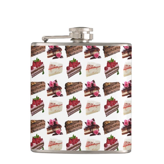 Quirky Cake Lovers Desserts Pattern Quirky Flachmann (Vorderseite)