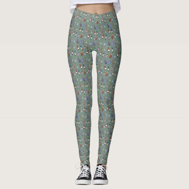 Quirky Cartoon Bird Pattern Leggings (Vorderseite)