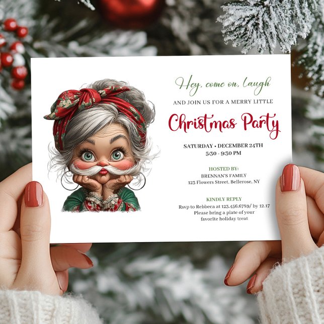 Quirky Cartoon Granny Happy Xmas Event Invitation Einladung (Quirky Cartoon Granny Happy Xmas Event Invitation)
