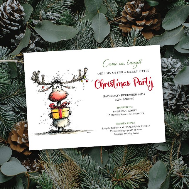 Quirky cartoon reindeer Christmas party invite Einladung (Quirky cartoon reindeer Christmas party invite

)