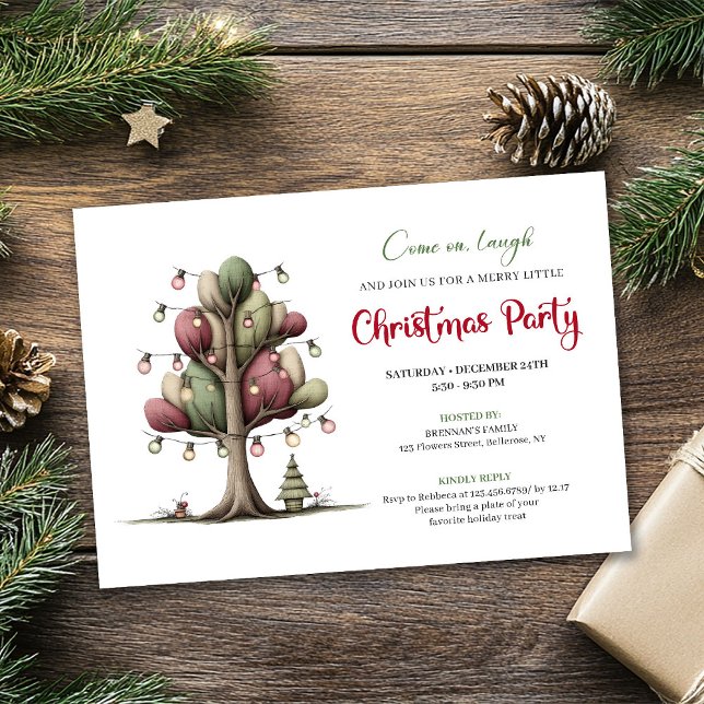 Quirky cartoon tree Christmas party invitation Einladung (Quirky cartoon tree Christmas party invitation

)
