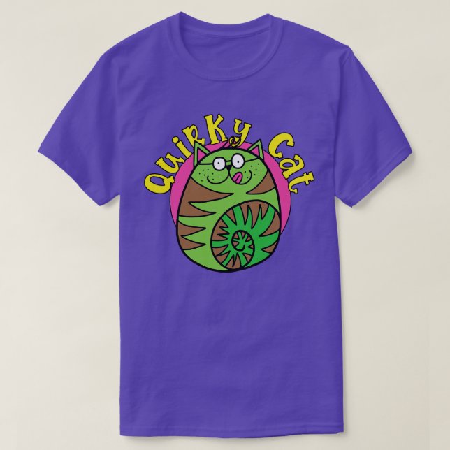 Quirky Cat Funny Green Cat T-Shirt (Design vorne)