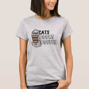 Quirky Cat Lover T-Shirt - Katzen, Bücher und Kaff