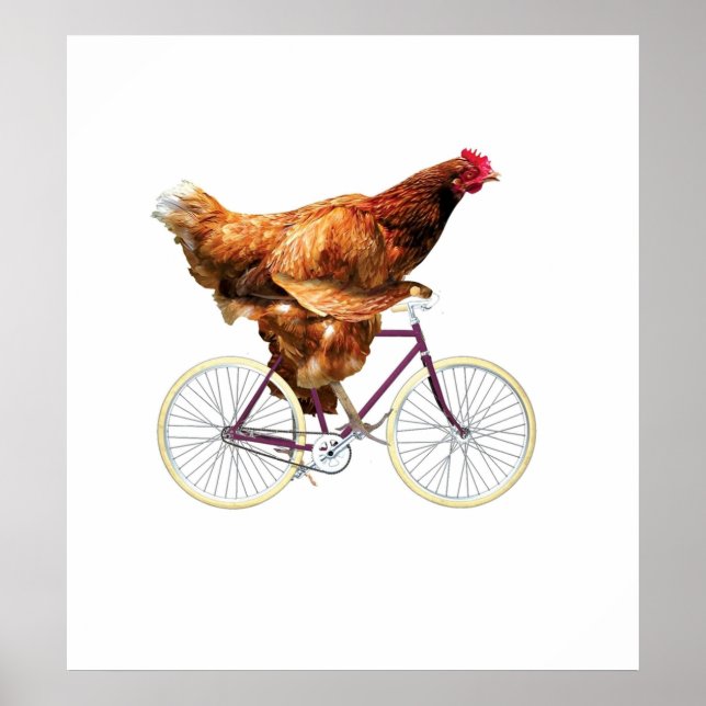 Quirky Chicken Riding Bicycle Poster (Vorne)