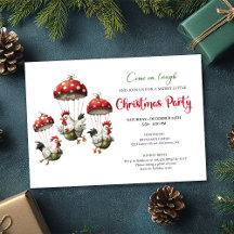 Quirky Chickens Editable Modern Christmas Invite