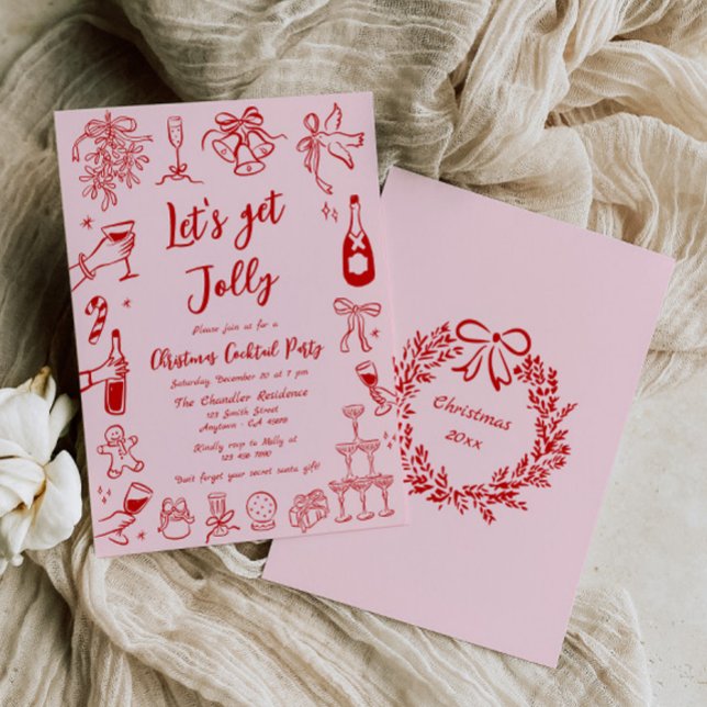 Quirky Christmas Cocktail Party Einladung Doodle (Von Creator hochgeladen)
