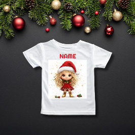 Quirky Christmas Girl mit Holly INDIVIDUELLE NAME T-Shirt