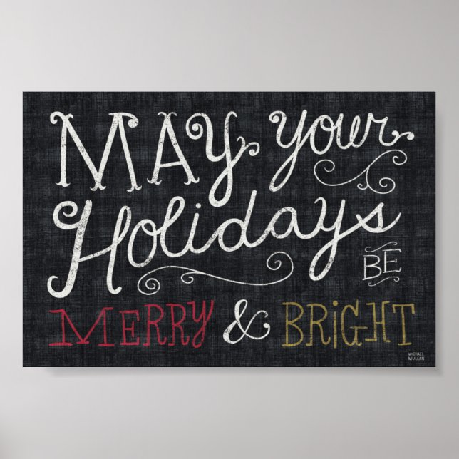Quirky Christmas Merry and Bright Poster (Vorne)
