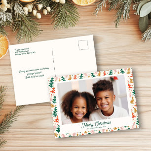 Quirky Christmas Tree Holiday Family Foto Card Feiertagspostkarte