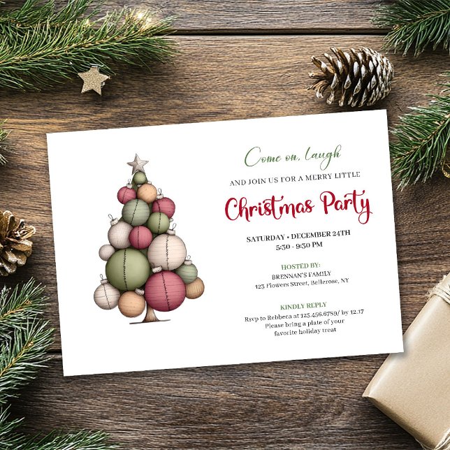 Quirky Christmas Tree Watercolor Holiday Invite Einladung (Quirky Christmas Tree Watercolor Holiday Invite)