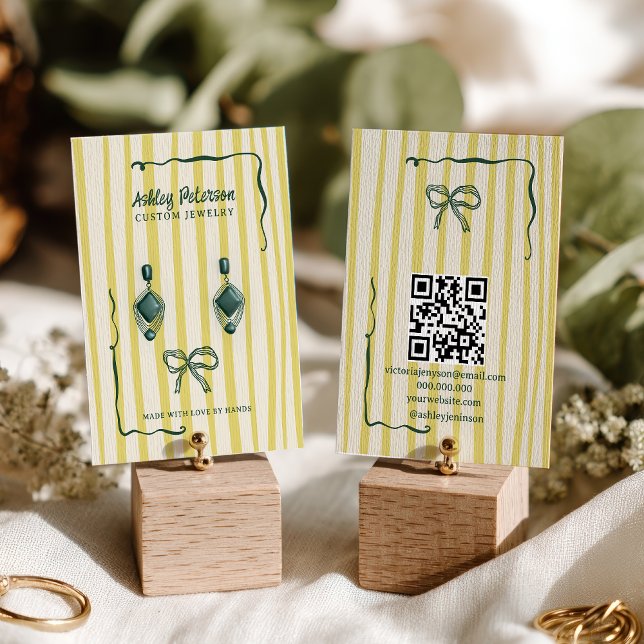 Quirky Citrus Hand-Drawn Bow Jewelry Earring Visitenkarte (Quirky Citrus Hand-Drawn Bow Jewelry Earring Business Card)