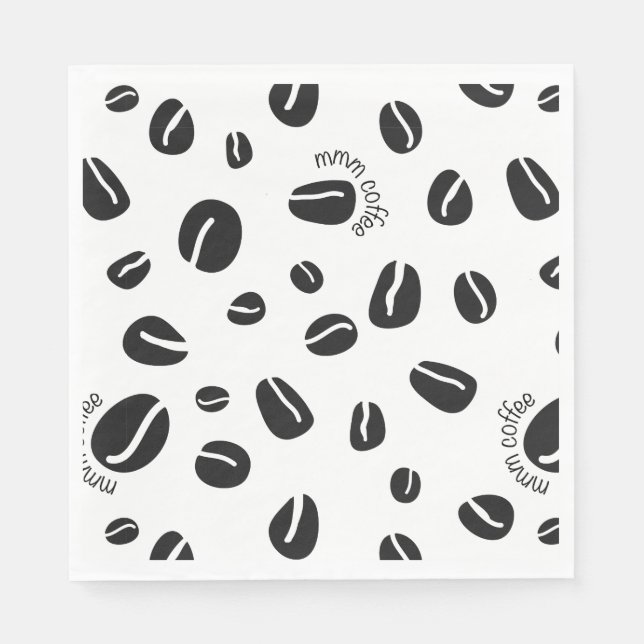 Quirky Coffee Beans "Mmm Coffee" Papier Napkins Serviette (Vorderseite)