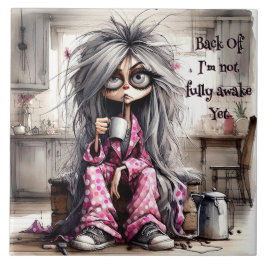 Quirky Coffee Lady Back Off Keramik Tile Fliese