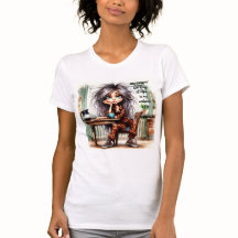 Quirky Coffee Lady Daydreamin' T - Shirt