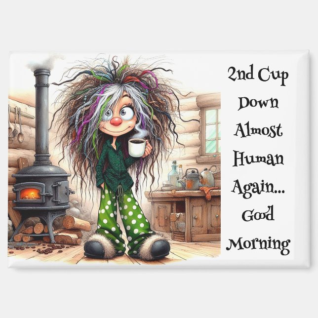 Quirky Coffee Lady Fast Human Magnet (Vorderseite)