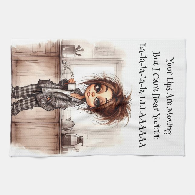 Quirky Coffee Lady kann Küchentücher nicht hören (Horizontal)