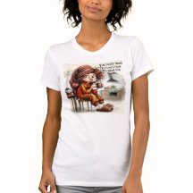 Quirky Coffee Lady liest den T - Shirt