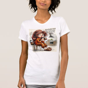 Quirky Coffee Lady liest den T - Shirt