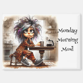 Quirky Coffee Lady Montag Vibe Magnet