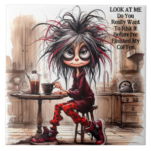 Quirky Coffee Lady riskiert IT-Keramik Fliese