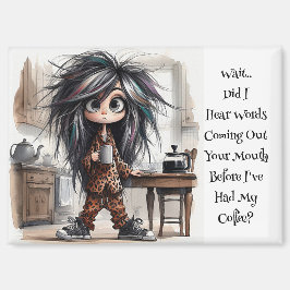 Quirky Coffee Lady Wait Magnet