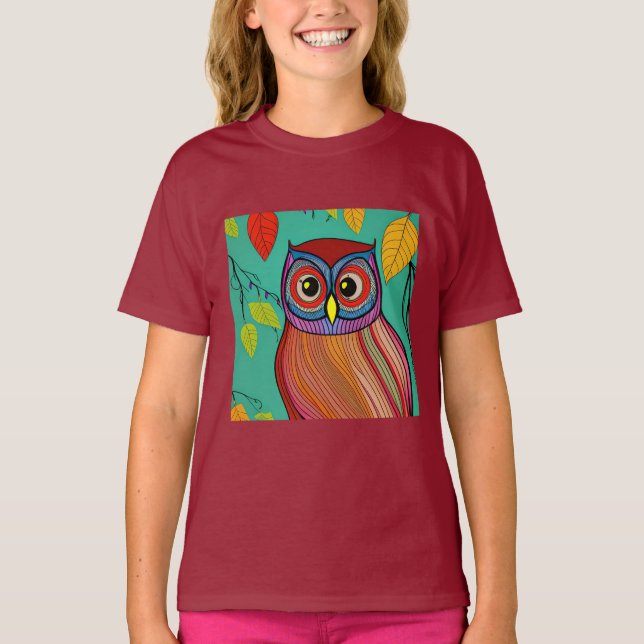 Quirky Colorful Folk Abstraktes Schaf T-Shirt (Vorderseite)