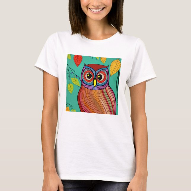 Quirky Colorful Folk Abstraktes Schaf T-Shirt (Vorderseite)