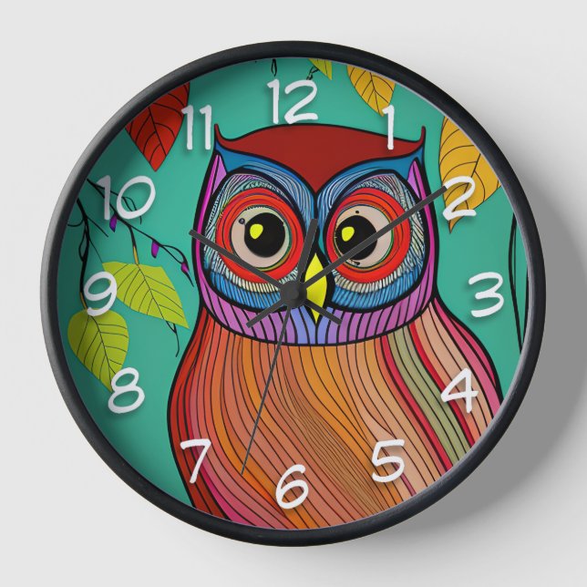 Quirky Colorful Folk Abstraktes Schaf Uhr (Vorderseite)