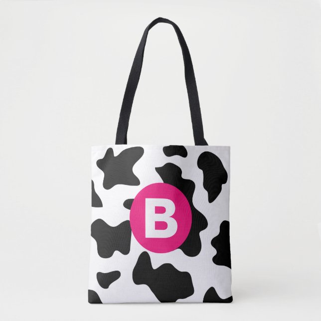 Quirky Cow Patch Pattern Pink Monogram (Vorderseite)