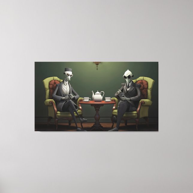 Quirky-Creepy-Zwirntee-Gentlemen Leinwanddruck (Vorderseite)