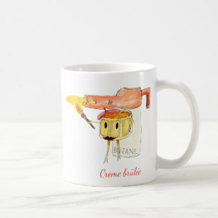 Quirky Creme brûlée Dessert Cartoon Sonniges Wette Kaffeetasse