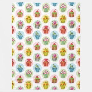 Quirky Cupcakes Fleece Blanket, groß
