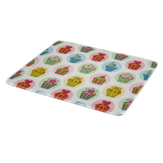 Quirky Cupcakes Glass Cutting Board 6"x7 Schneidebrett