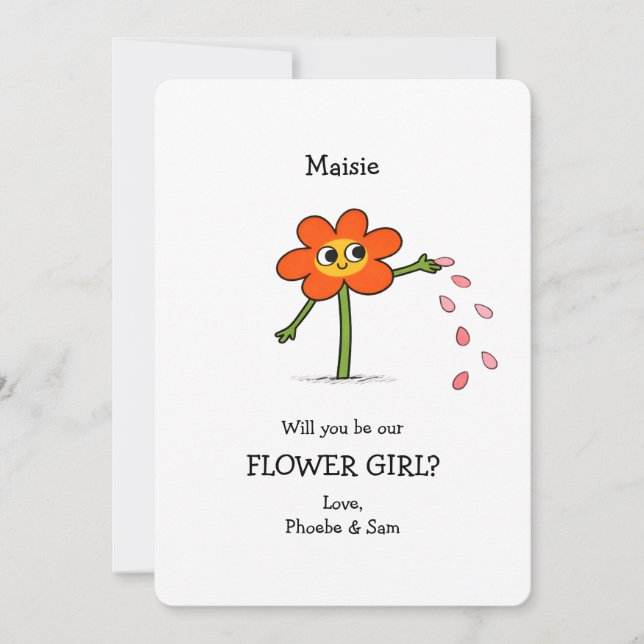 Quirky Cute Will You Be My Flower Girl Proposal Karte (Vorderseite)