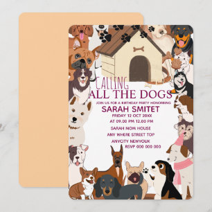 Quirky Dog Birthday Pawty Einladung Lass's Pawty