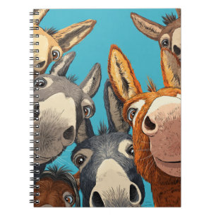 Quirky Donkey Squad - Farbige Gruppenillustration Notizblock