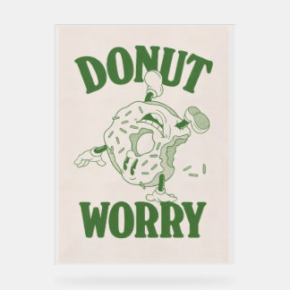 Quirky Donut Worry Poster - Green Donut Character