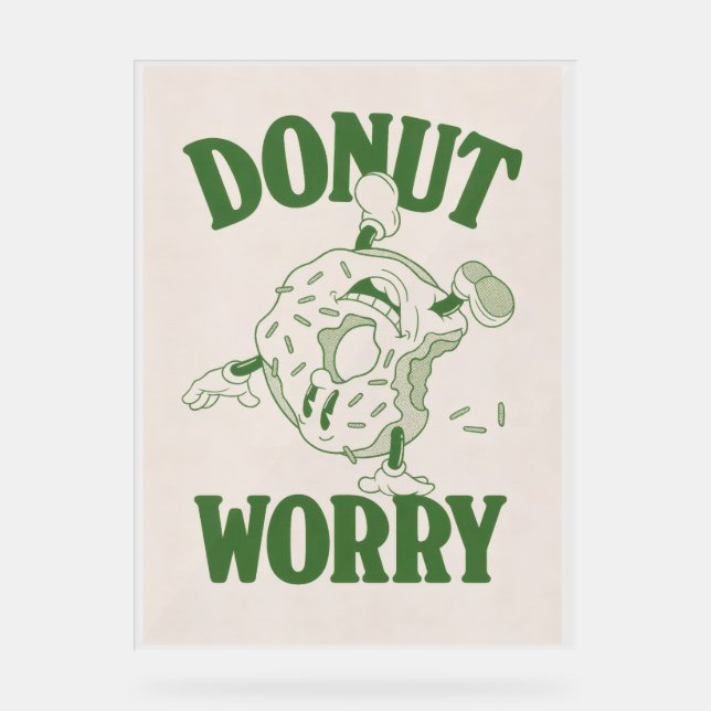 Quirky Donut Worry Poster - Green Donut Character (Vorderseite)
