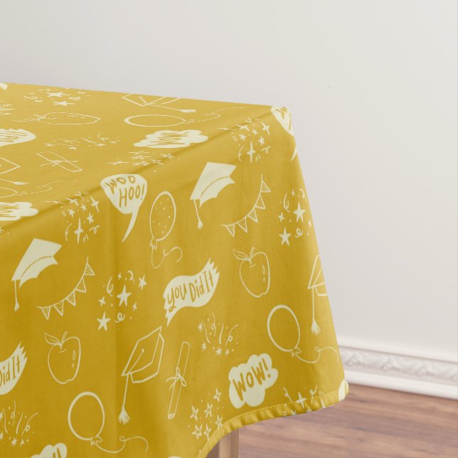 Quirky Doodle Yellow Graduation Party Tischdecke (Beispiel)