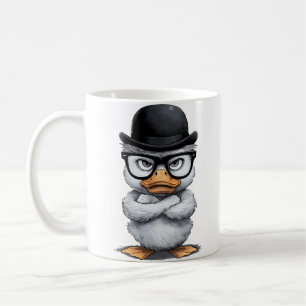 Quirky Duck Portrait mit Brille und Hut Kaffeetasse