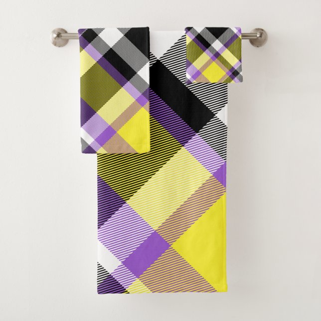 Quirky Eclectic Boho - Flag für nichtbinäre Karier Badhandtuch Set (Insitu)