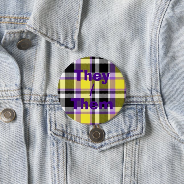 Quirky Eclectic Boho - Flag für nichtbinäre Karier Button (Beispiel)
