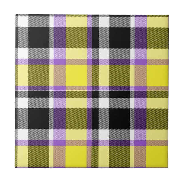 Quirky Eclectic Boho - Flag für nichtbinäre Karier Fliese (Vorderseite)