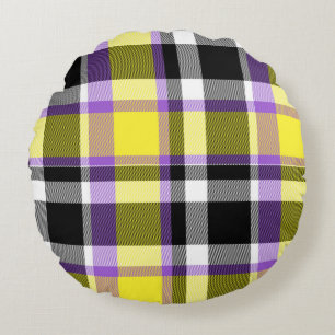Quirky Eclectic Boho - Flag für nichtbinäre Karier Rundes Kissen
