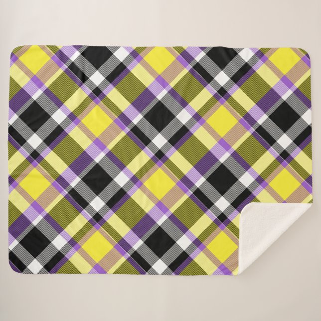 Quirky Eclectic Boho - Flag für nichtbinäre Karier Sherpadecke (Vorderseite (Horizontal))