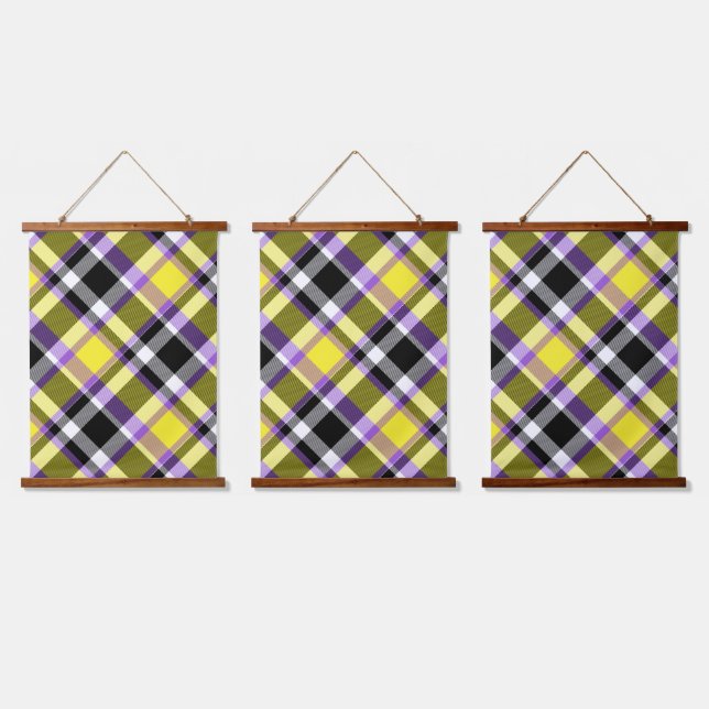 Quirky Eclectic Boho - Flag für nichtbinäre Karier Wandteppich Mit Holzrahmen (Dreifach)