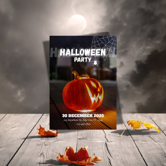 Quirky Euro-Chic Halloween Party Invitation Einladung ("A professional flat-lay mockup of your 'Spooky Halloween' invitation, )